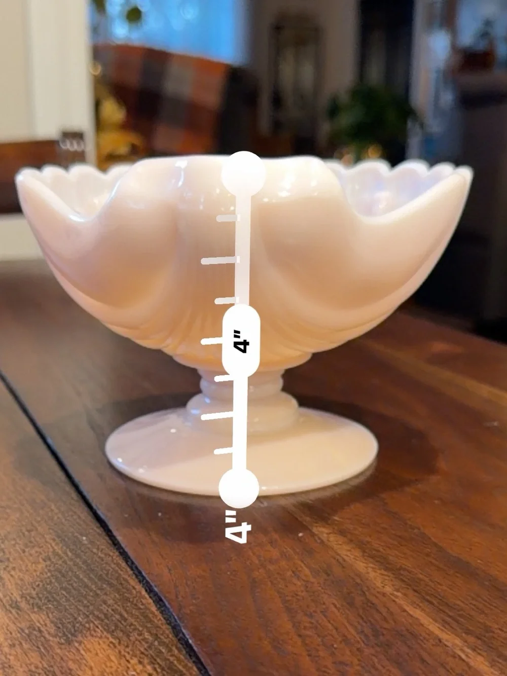 Vintage Cambridge Glass Co. Crown Tuscan seashell pedestal bowl Opalescent Pink